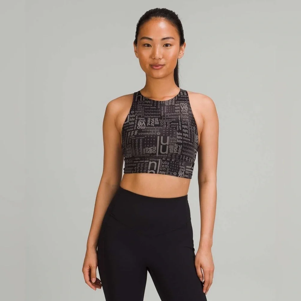 Lululemon Energy High-Neck Longline Bra in Lululemon Ombre Black Multi Size 6